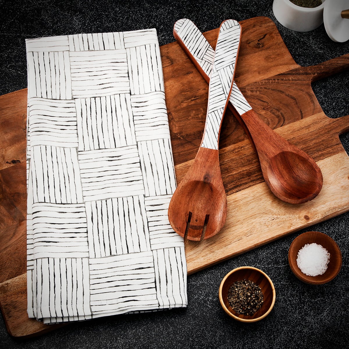 Edgewood Acacia Serving Utensils with Matching Tea Towel