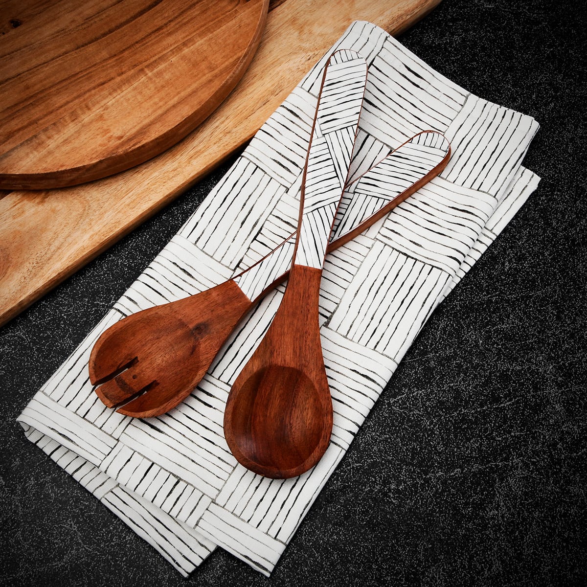 Edgewood Acacia Serving Utensils with Matching Tea Towel