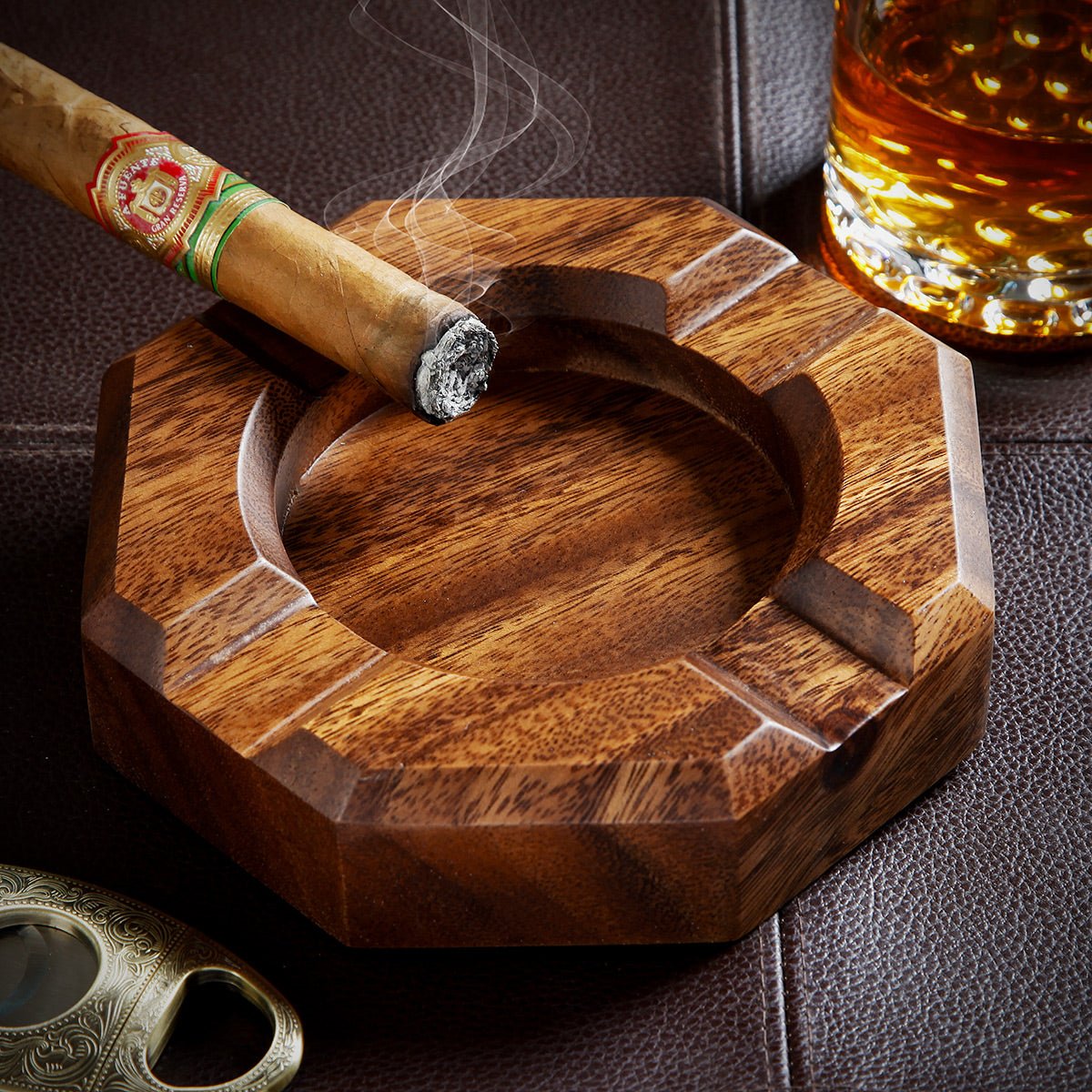 Ellington Cigar Ashtray, Wood Natural