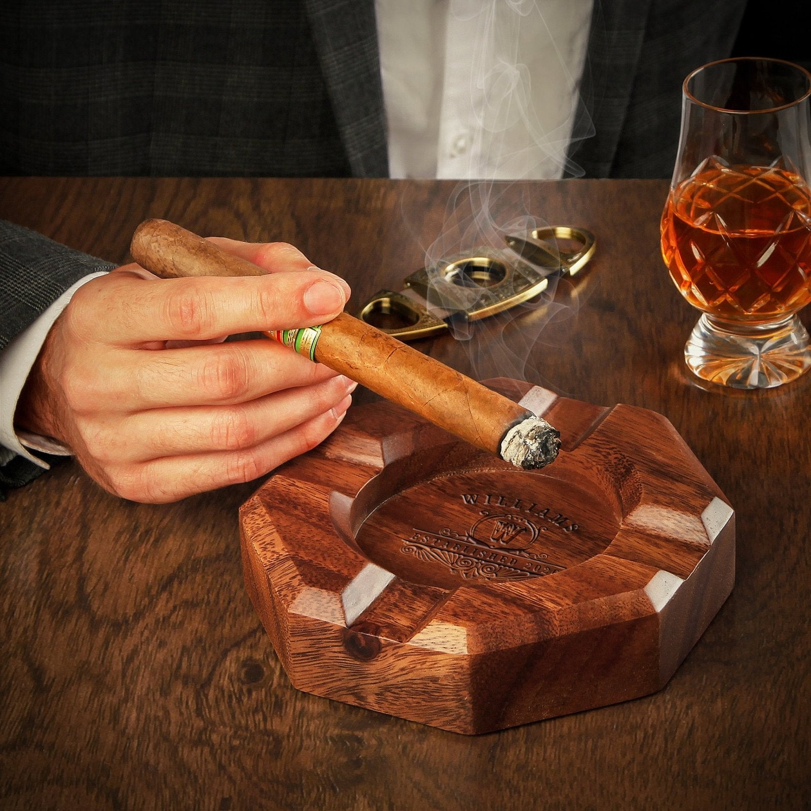 Ellington Custom Cigar Ashtray, Wood