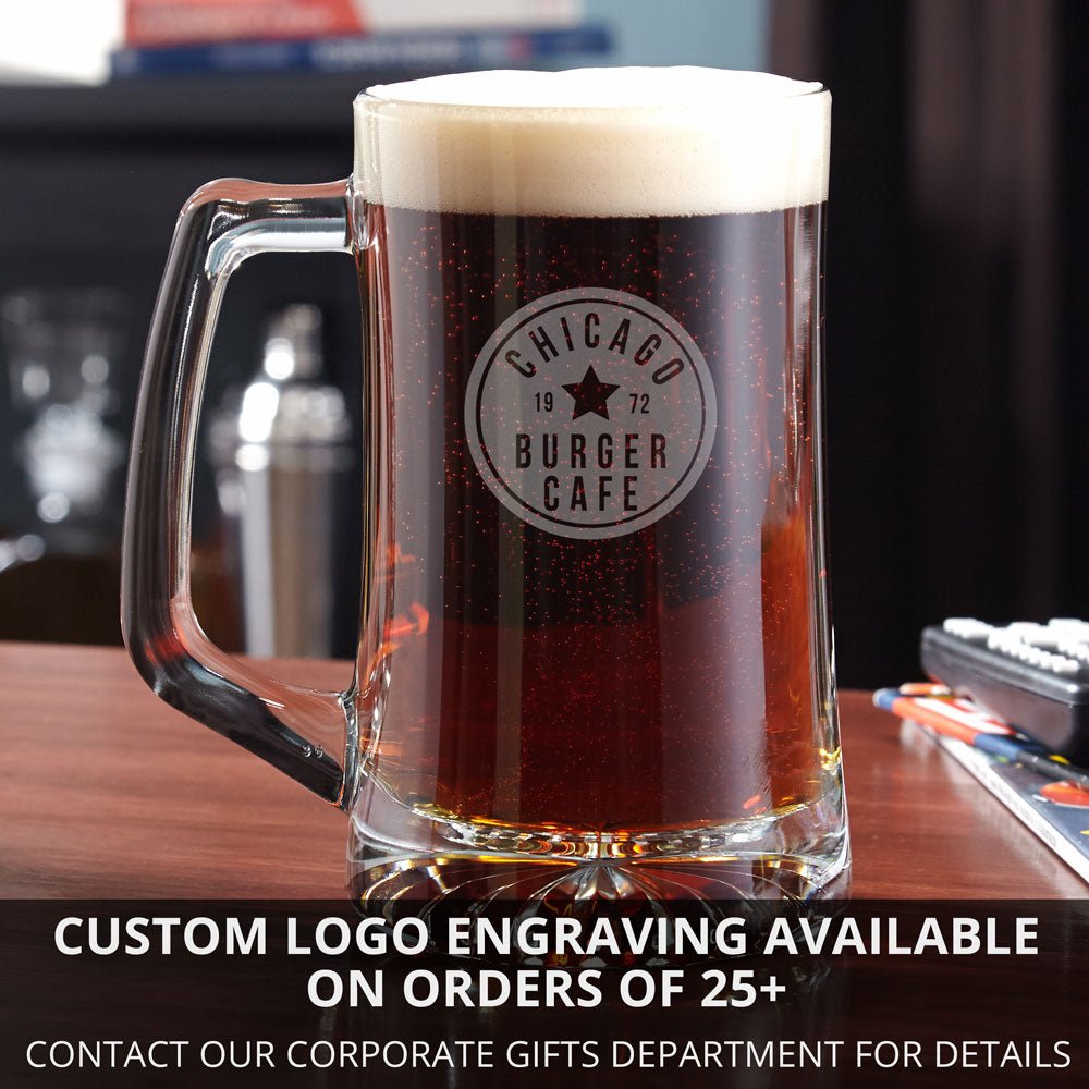 Embossed Beer Mug with Personalized Crest