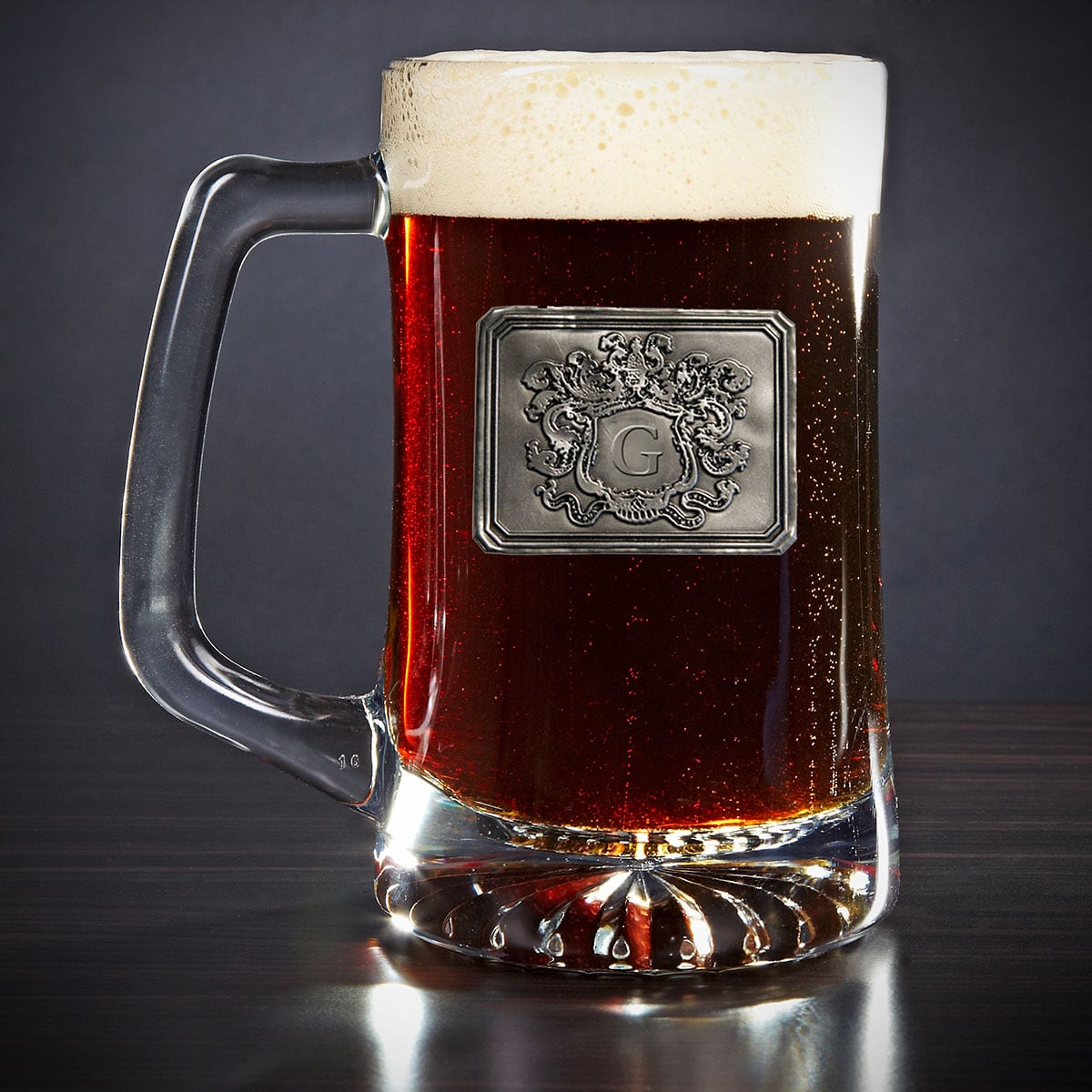 Embossed Beer Mug with Personalized Crest