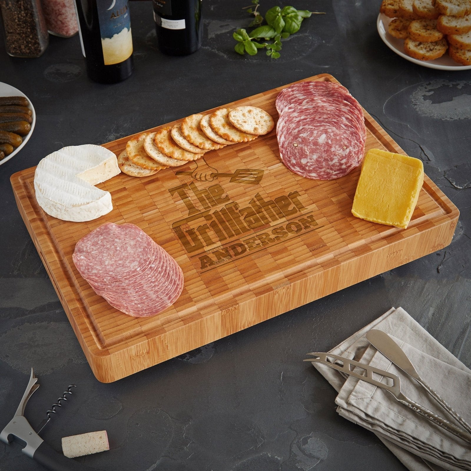 End Grain Custom Bamboo Cutting Board - The Grillfather (2in Thick)