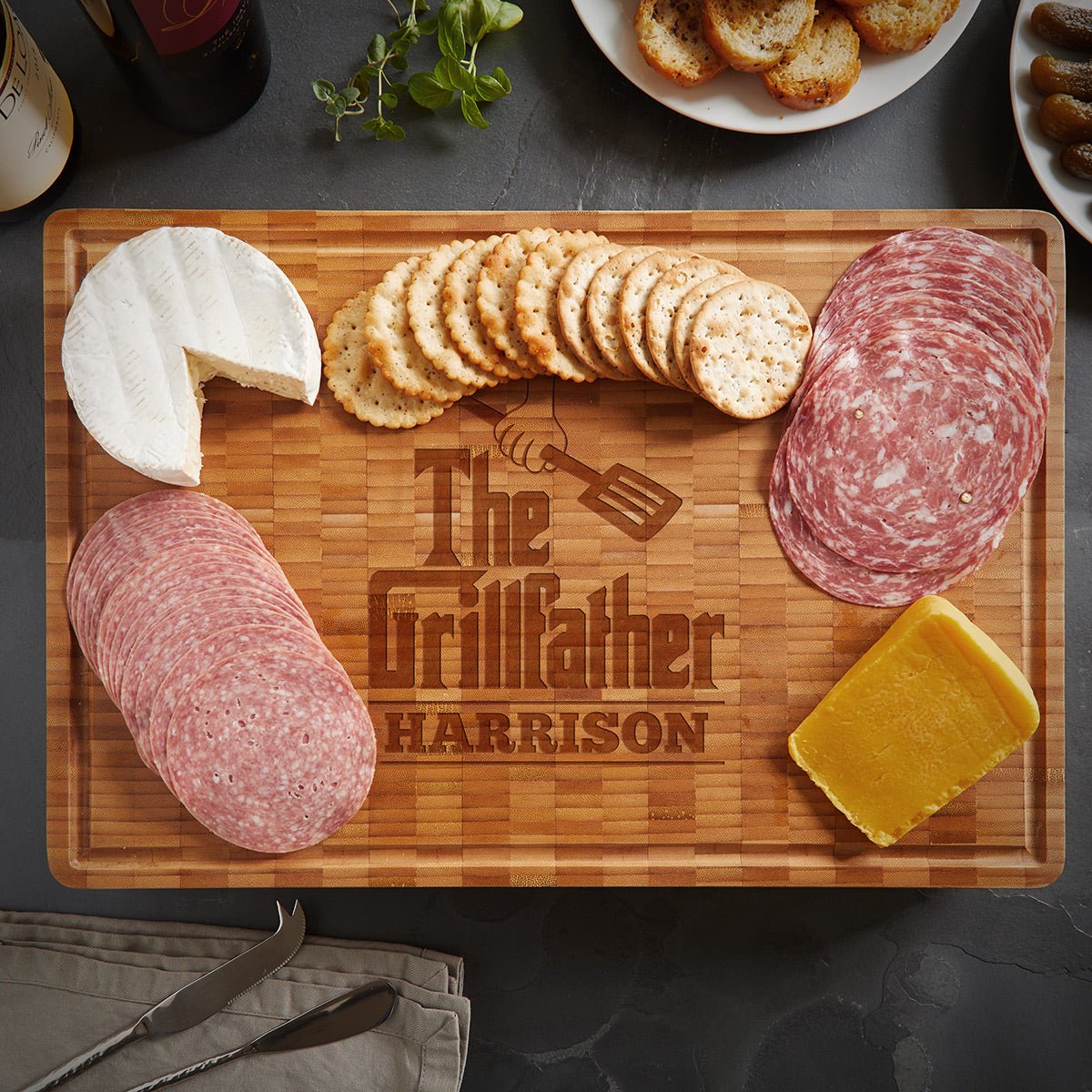 End Grain Custom Bamboo Cutting Board - The Grillfather (2in Thick)