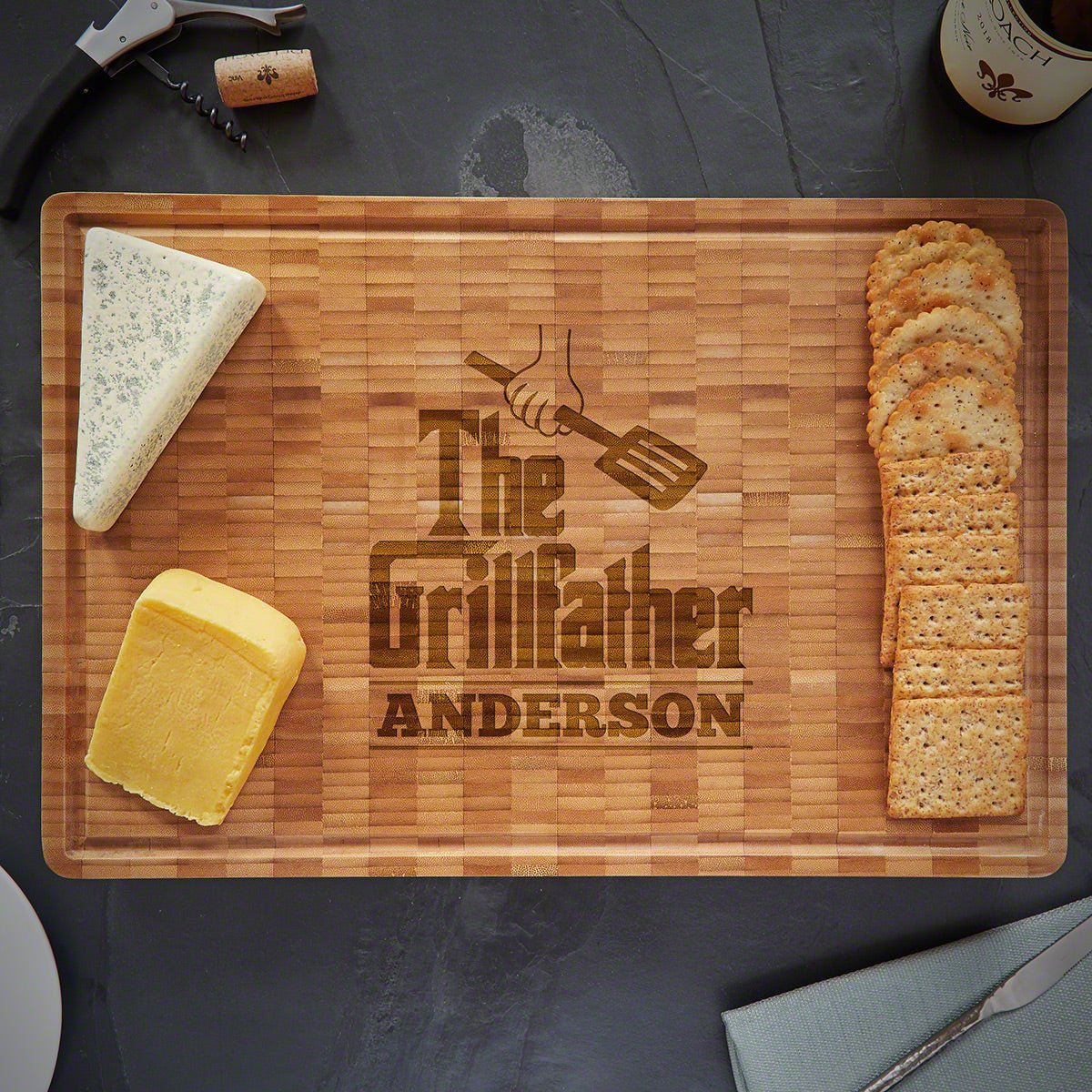 End Grain Custom Bamboo Cutting Board - The Grillfather (2in Thick)