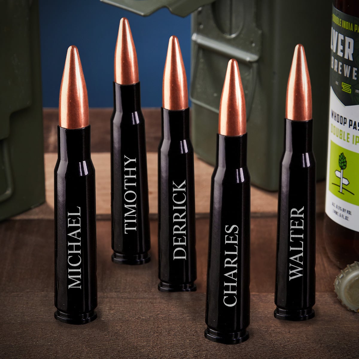 Engraved 50 cal Bullet Bottle Opener Black - Single