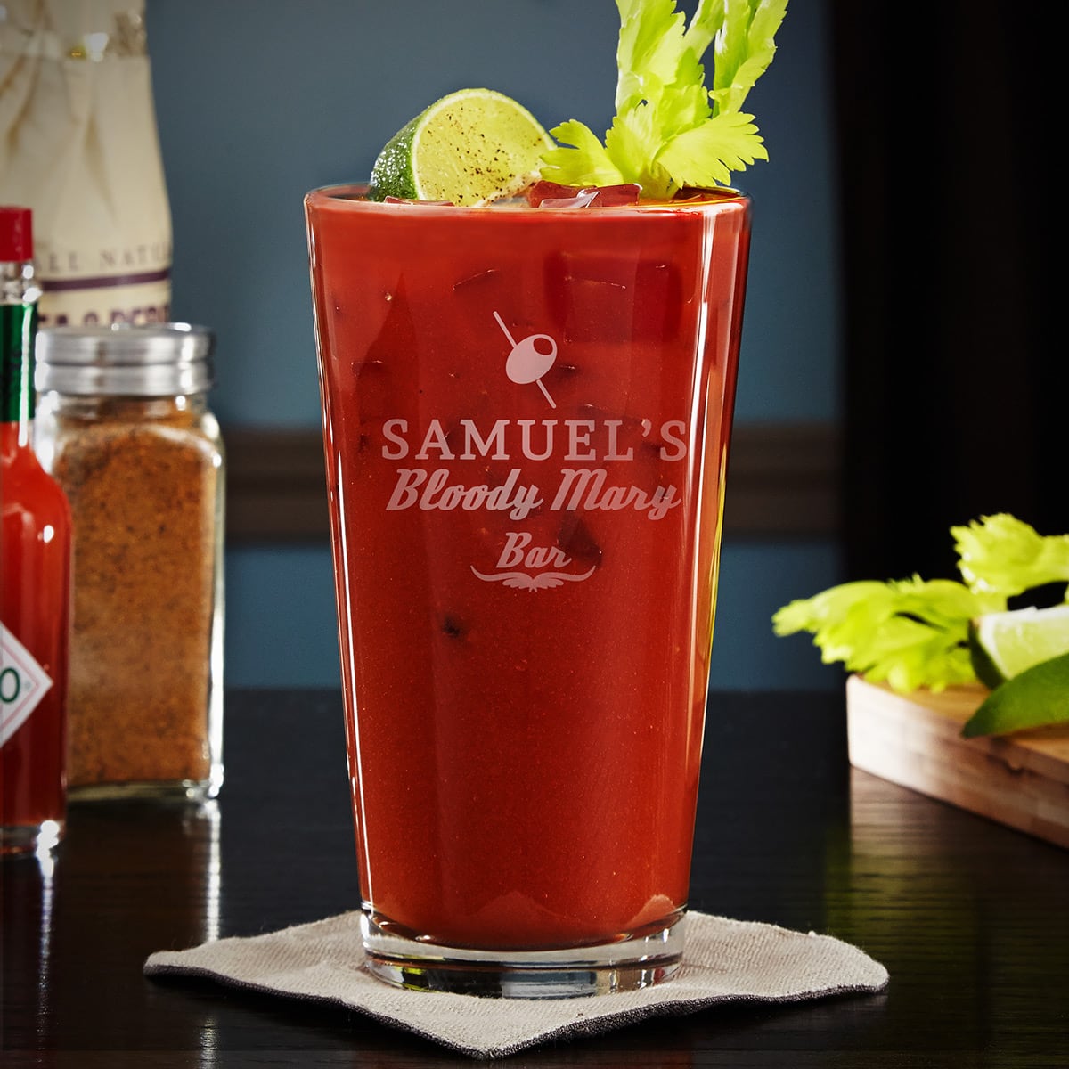 Engraved Bloody Mary Brunch Cocktail Glass