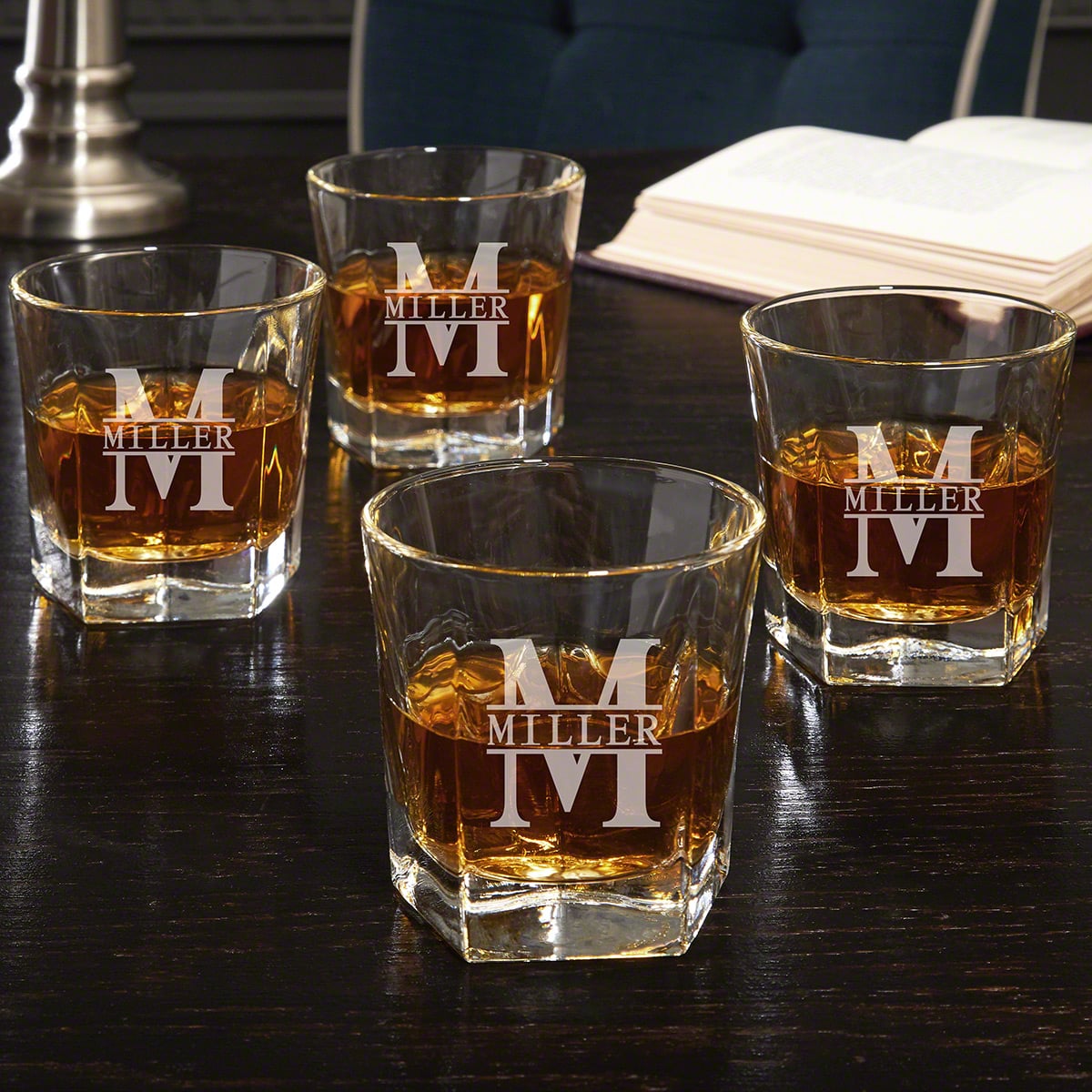 Colchester Engraved Whiskey Glasses, Set of 4 
