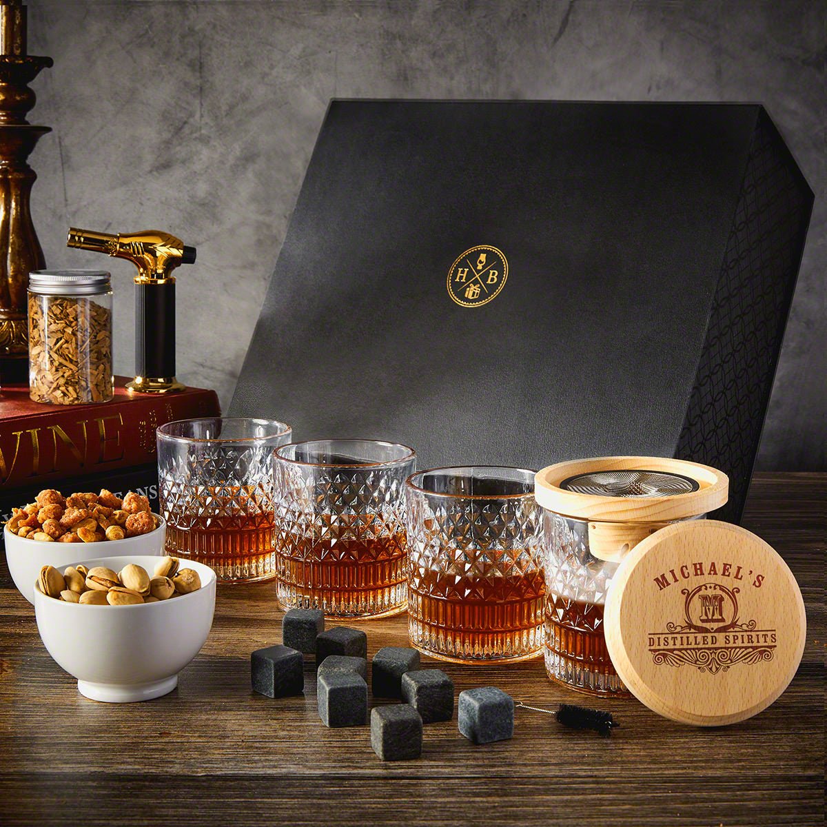 Engraved Halo Cocktail Smoker Kit - 14 pc Luxury Boxed