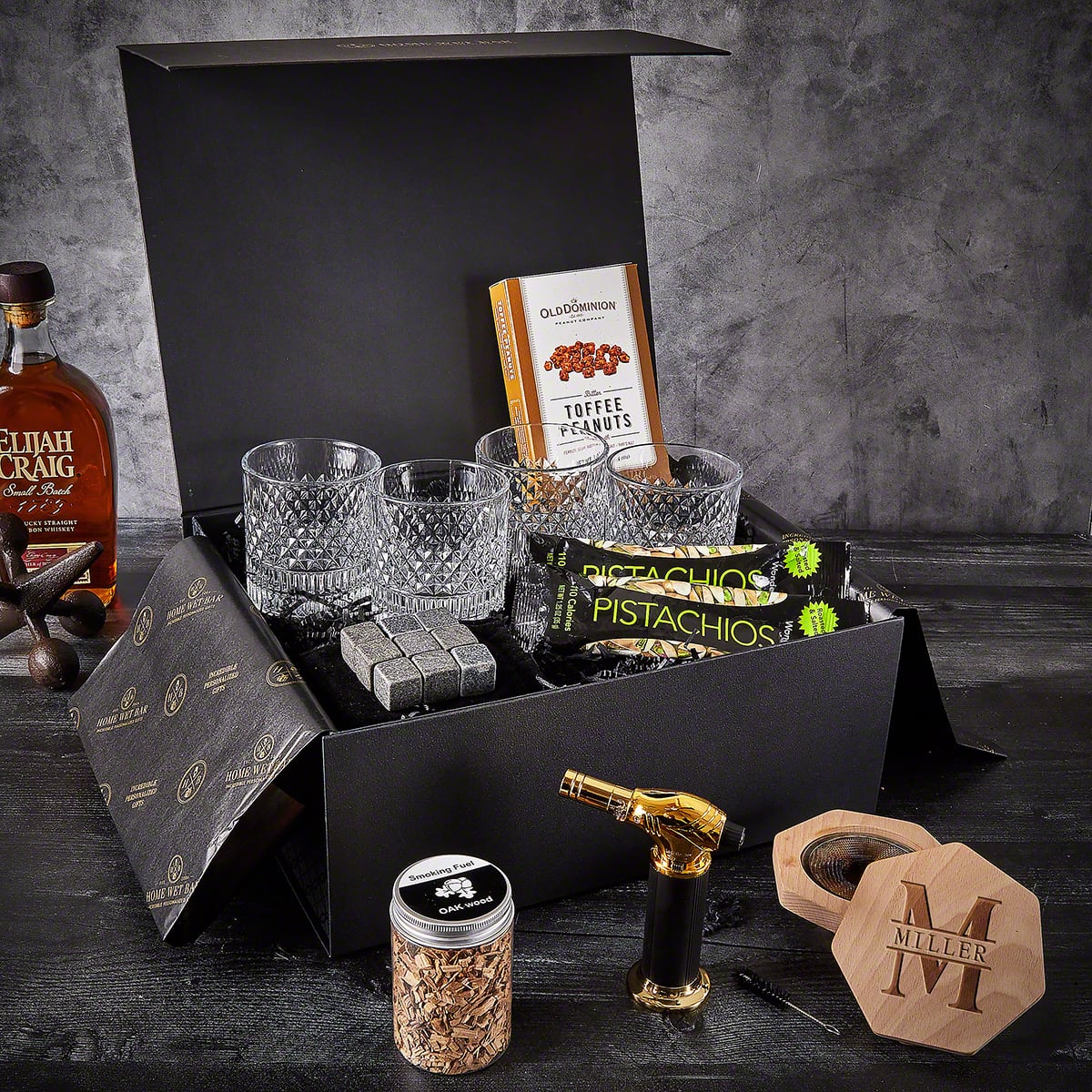 Black Diamond Personalized Whiskey Smoker Kit - 14pc Luxury Box Set