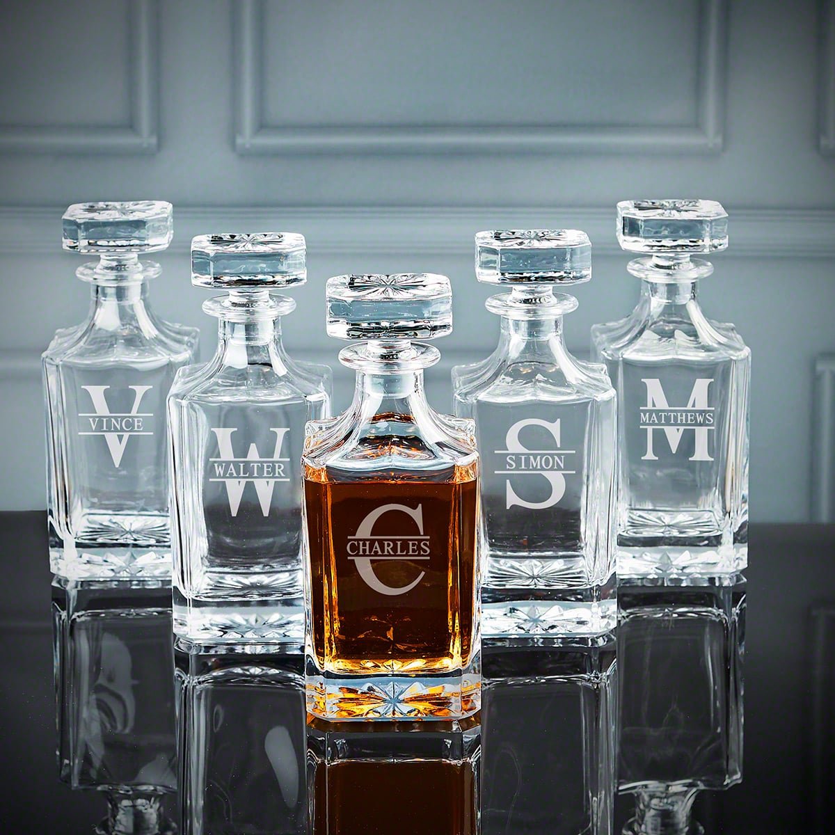 Engraved Scotch Decanter - Set of 5 Groomsmen Decanter Gifts