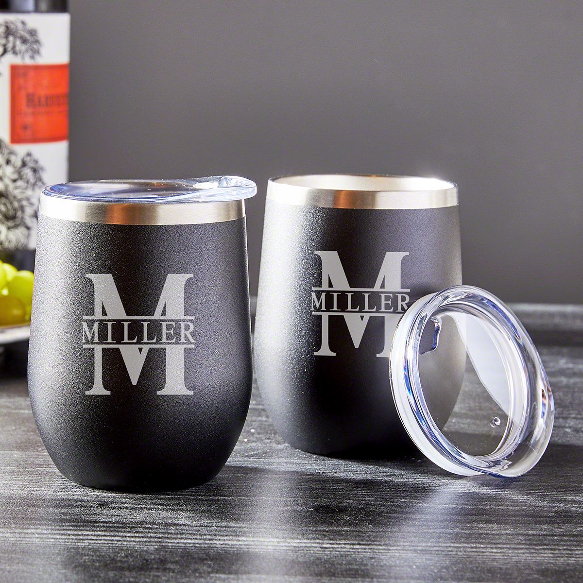 Engraved Stainless Steel Wine Tumblers - Set of 2