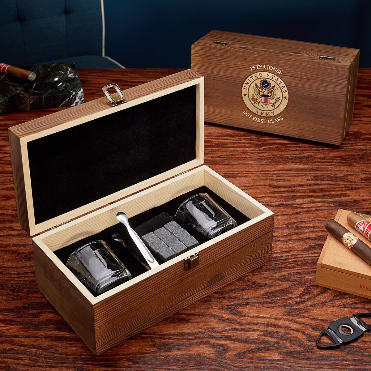 Engraved Whiskey Box Set Army Gifts