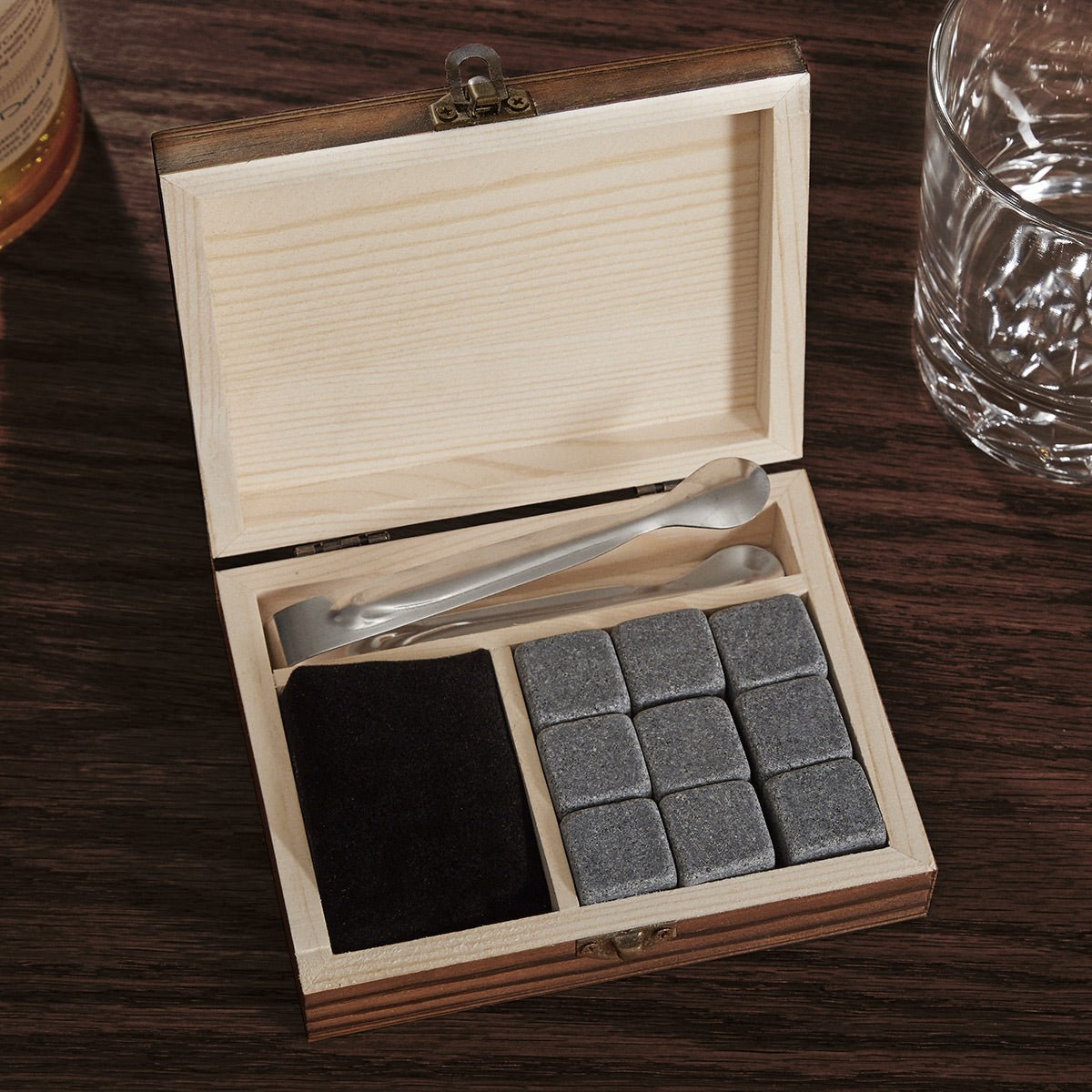 Engraved Whiskey Stone Gift Set with Buckman Glasses