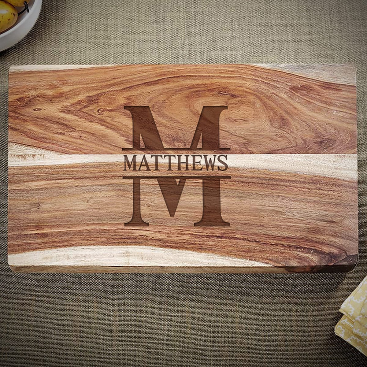 Three online Letter Monogram Cutting Board, Personalized Cutting board, Monogrammed Custom Engraved - 13.5 x 1 Bamboo wood --6001