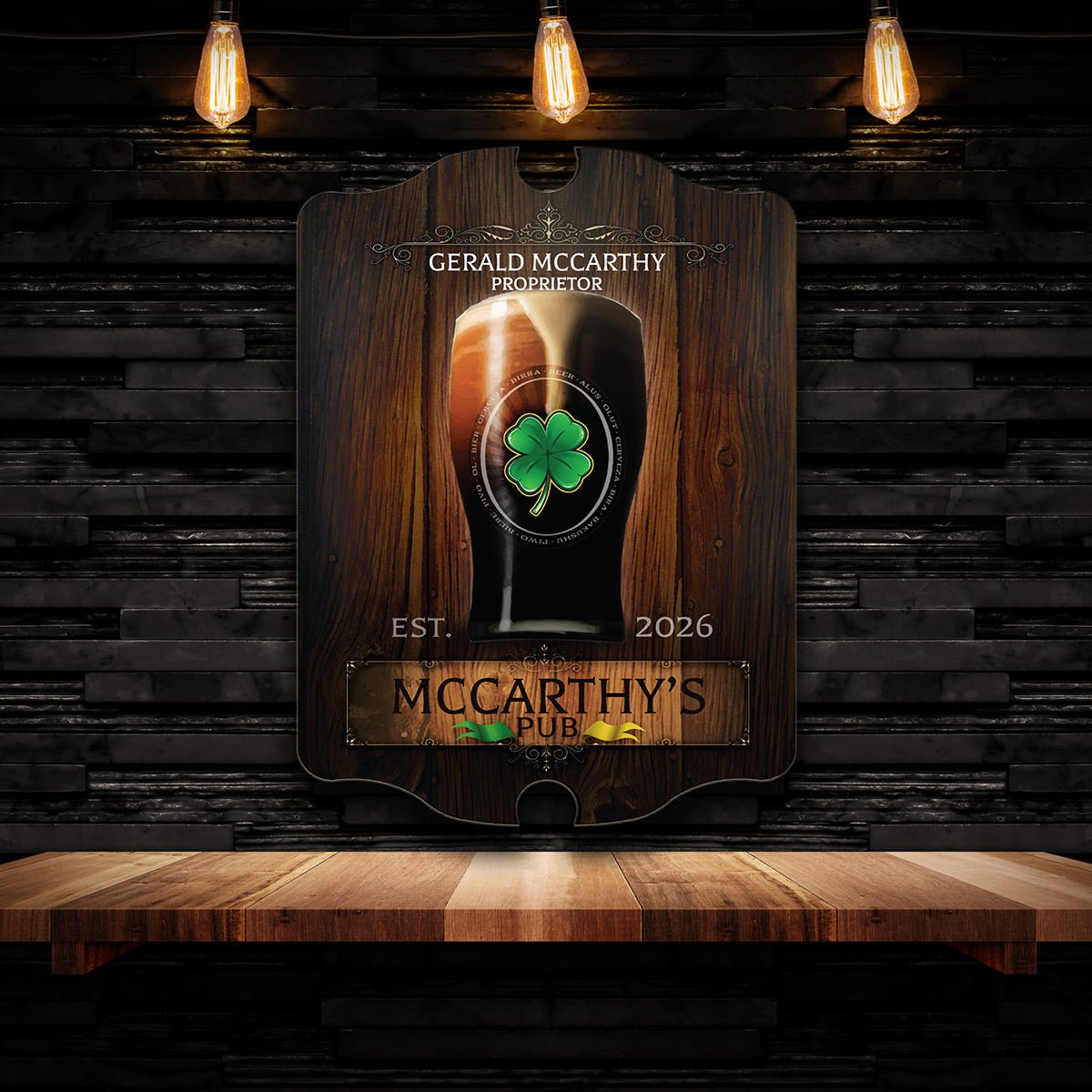 Failte Irish Pub Personalized Wooden Sign