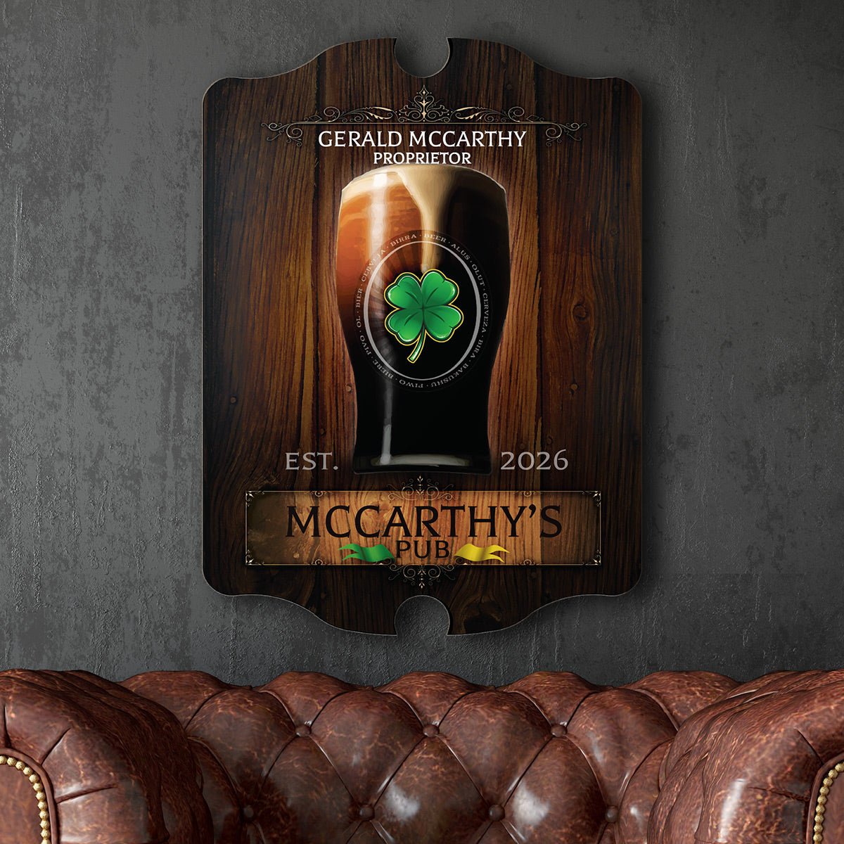 Failte Irish Pub Personalized Wooden Sign