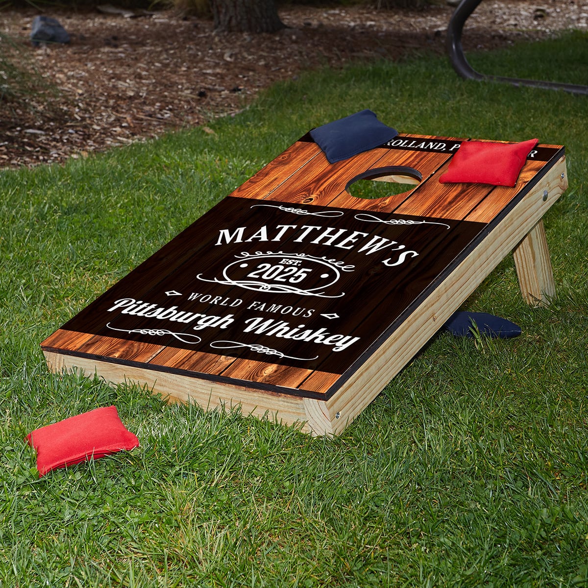 Famous Whiskey Custom Cornhole Boards Set of 2 - Bean Bag Toss Game