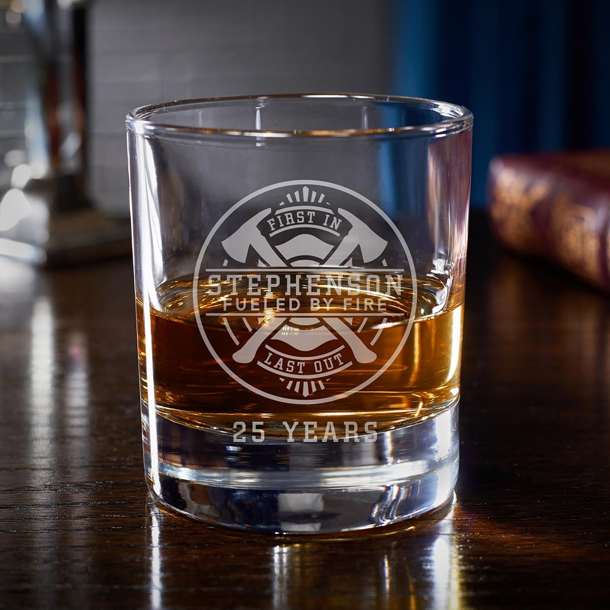 Personalized Rocks Glass for Firefighters