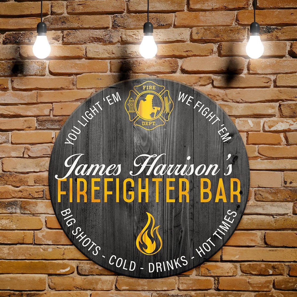 Fired Up Custom Bar Sign - Gift for Firefighters