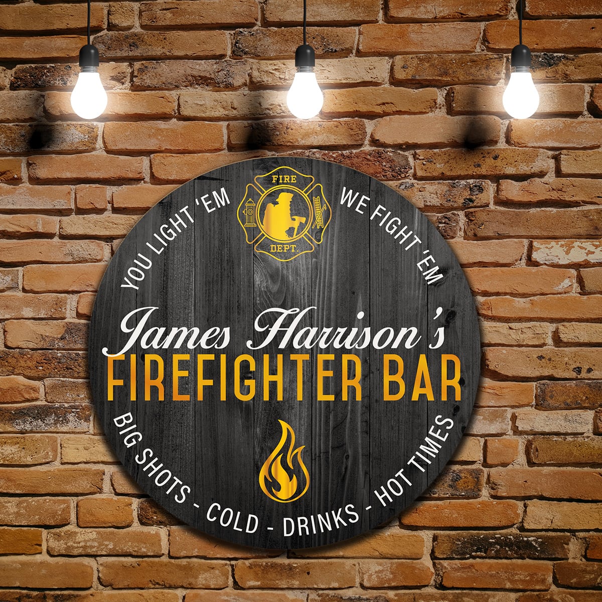 Fired Up Custom Bar Sign - Gift for Firefighters