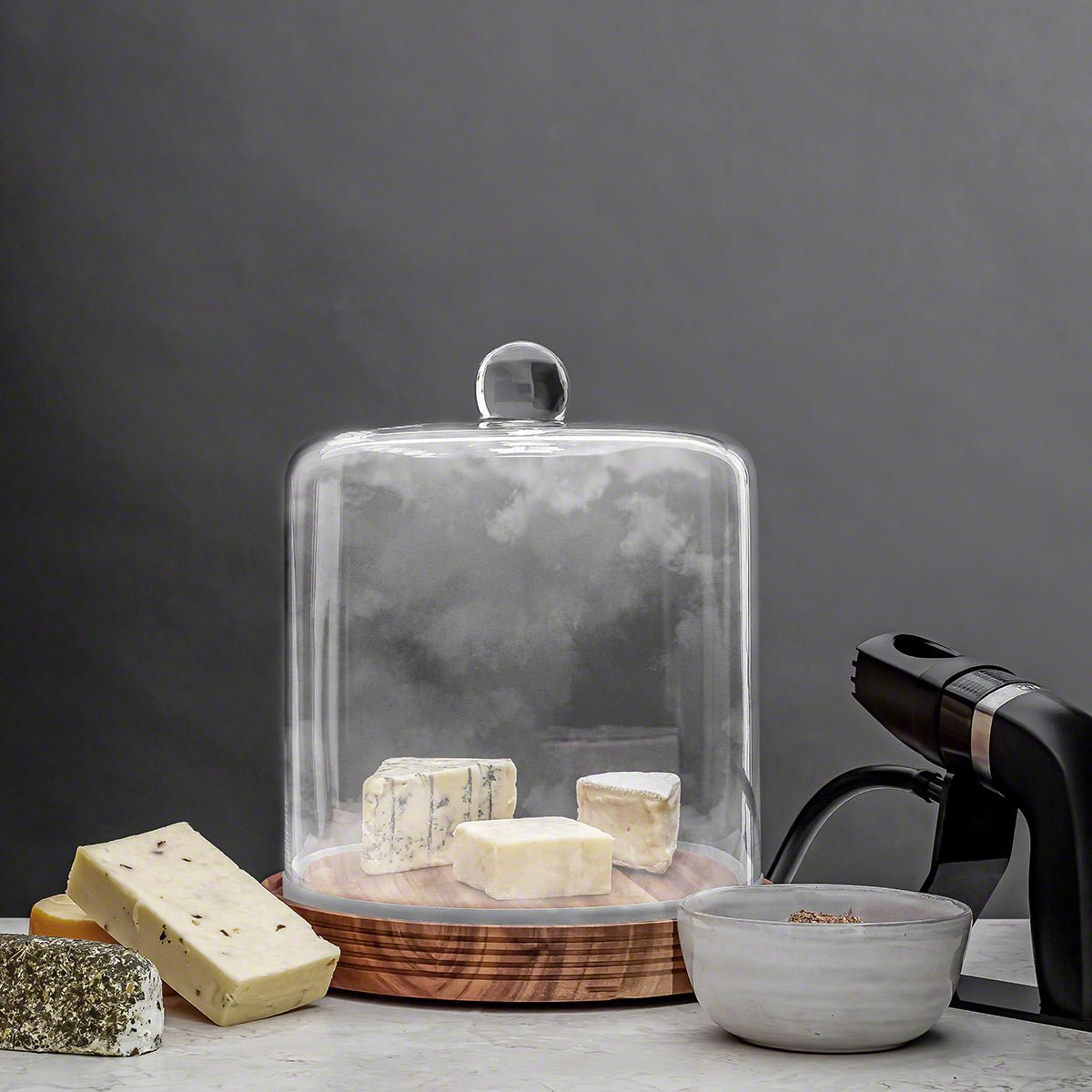 Glass Cloche Cheese & Cocktail Smoker Set