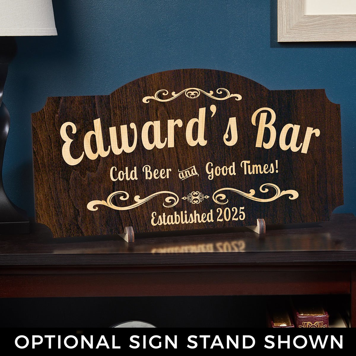 Custom Home bar saloon rustic wood framed sign, good times good drinks good friends. Click outlets for details!