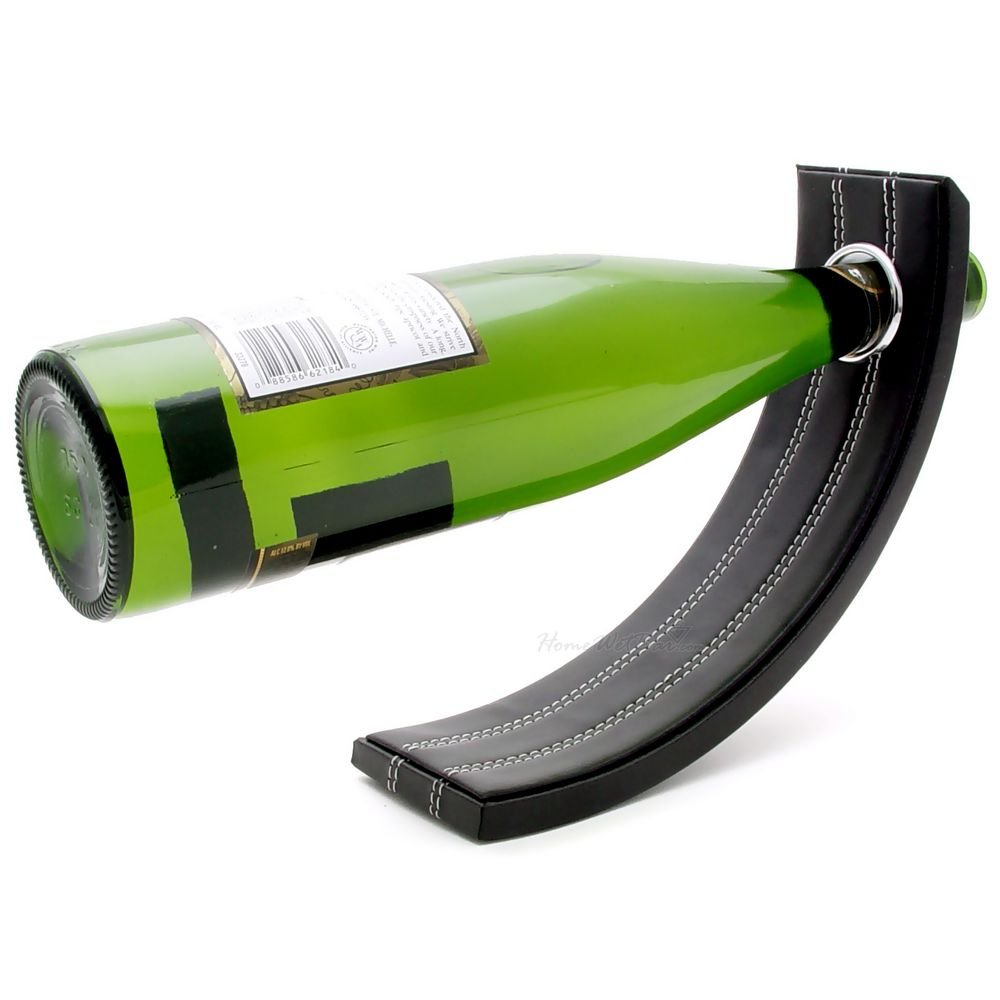 Gravity Leather Wine Bottle Holder - Black