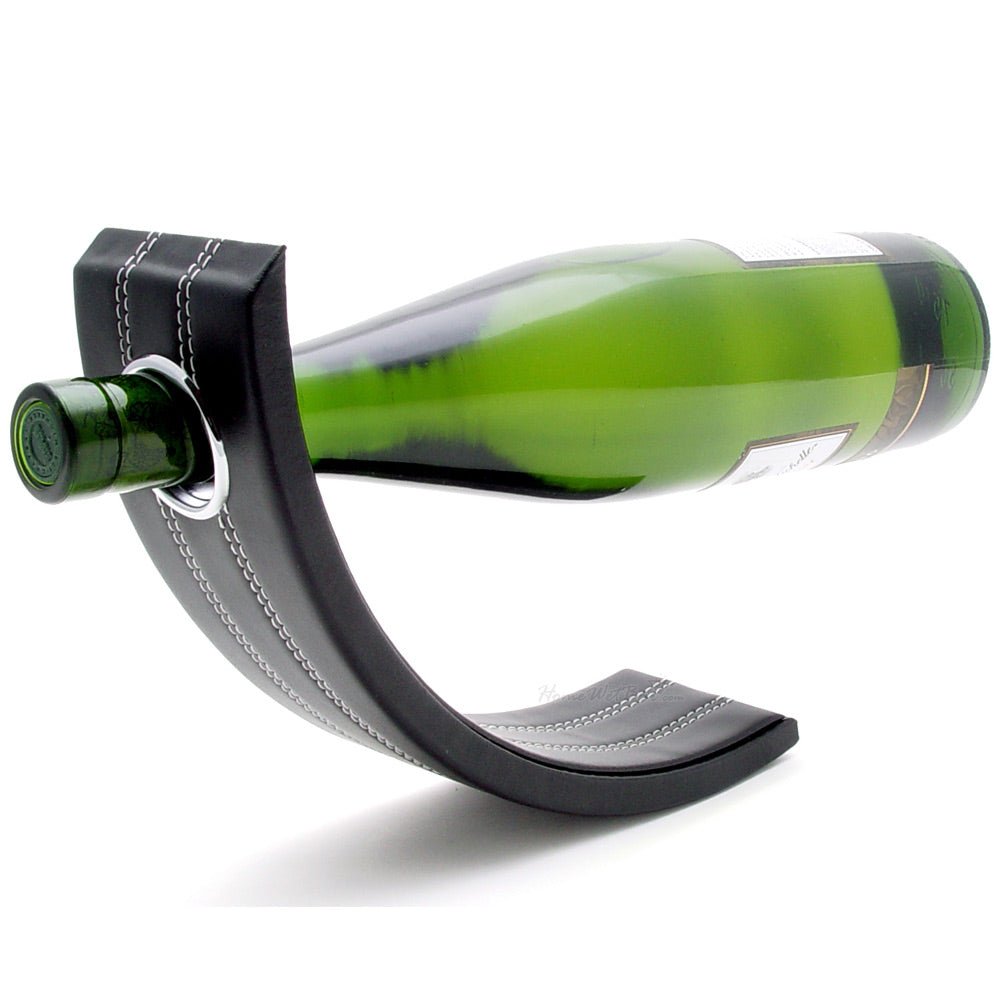 Gravity Leather Wine Bottle Holder - Black