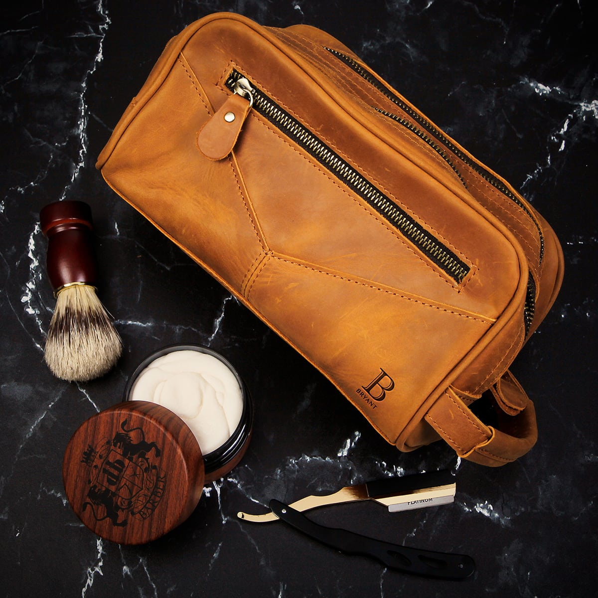 Gentlemen's Shaving Kit with Custom Men's Toiletry Bag