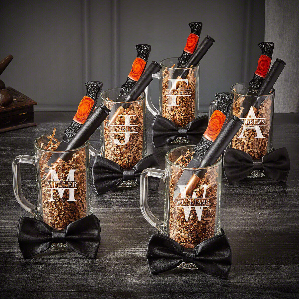 Personalized Groomsmen Gifts Beer Mugs & 50 Cal Bottle Openers - Set of 5 Oakmont