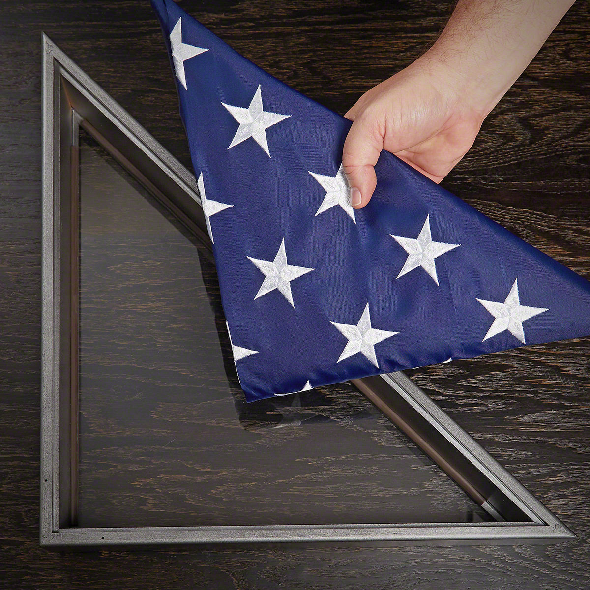 Personalized Police Memorial Flag Case - Gunmetal Solid Hardwood Made in USA