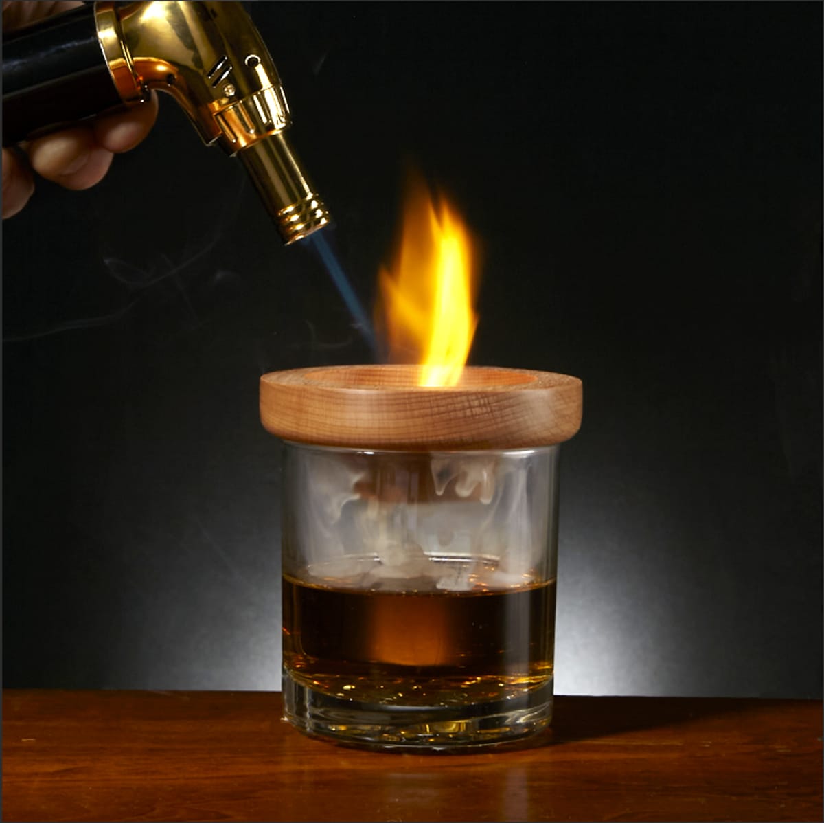 Halo Bourbon Smoker with Engraved Twist Glasses 9 pc