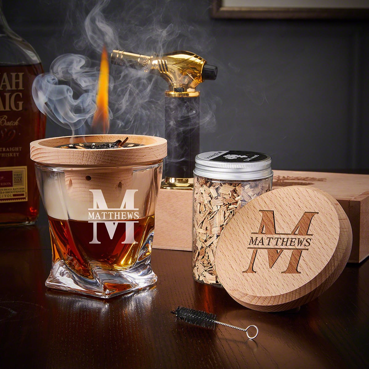 Halo Whiskey Smoker with Custom Twist Glass 6 pc Oakmont