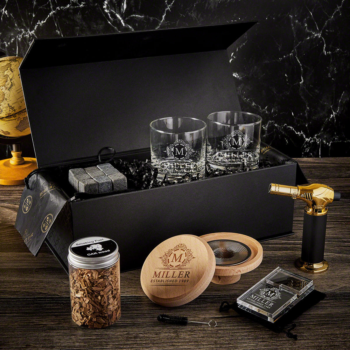Personalized Luxury 11 pc Halo Cigar & Cocktail Smoker Gift Set