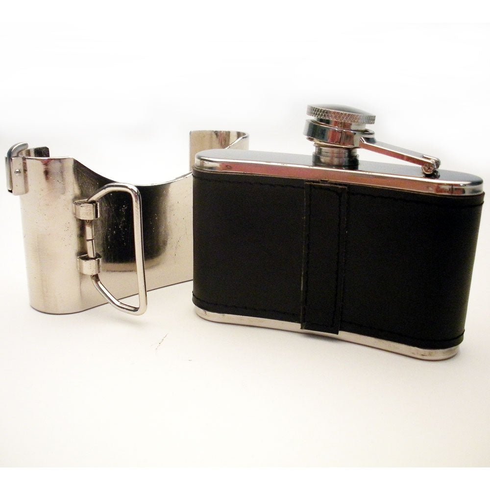 Hiding in Plain Sight Leather Personalized Belt Buckle Flask