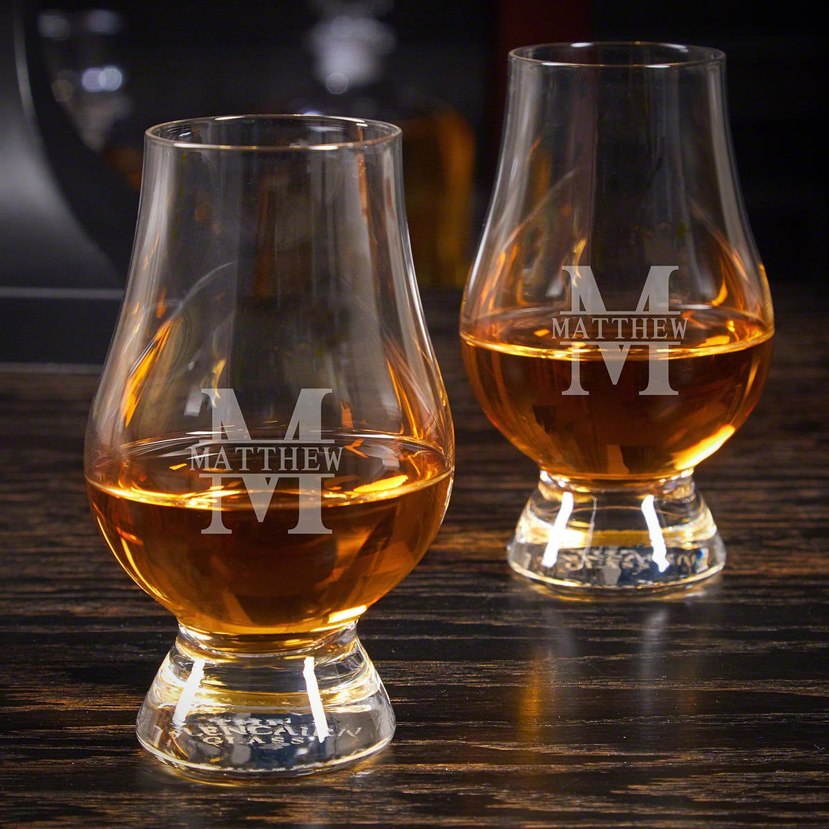 Personalized Glencairn Glasses and Whiskey Decanter Set 