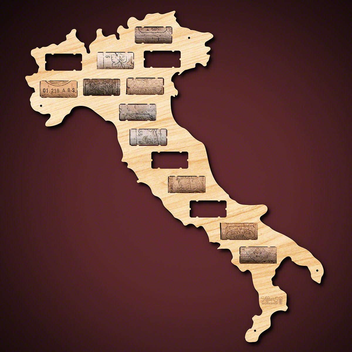 Italy Wine Cork Map