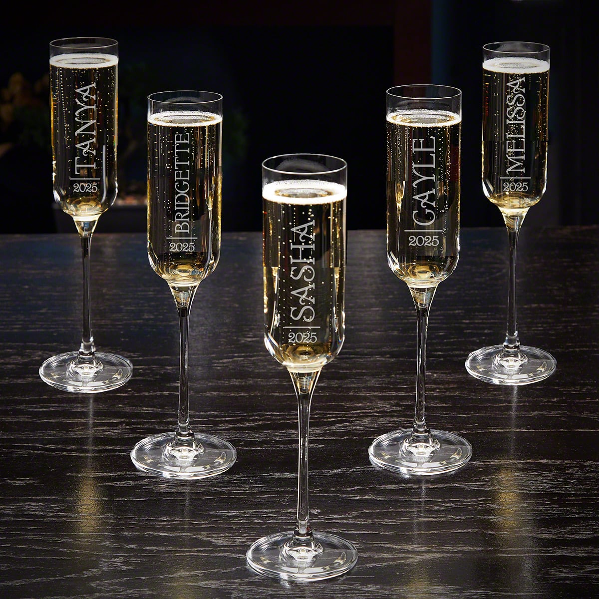Luigi Bormioli Personalized Champagne Flutes for Bridesmaids - Set of 5 Jubilation