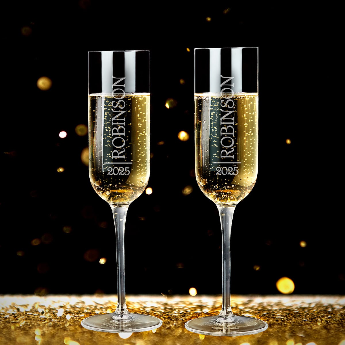 Luigi Bormioli Personalized Tall Champagne Glasses - Jubilation