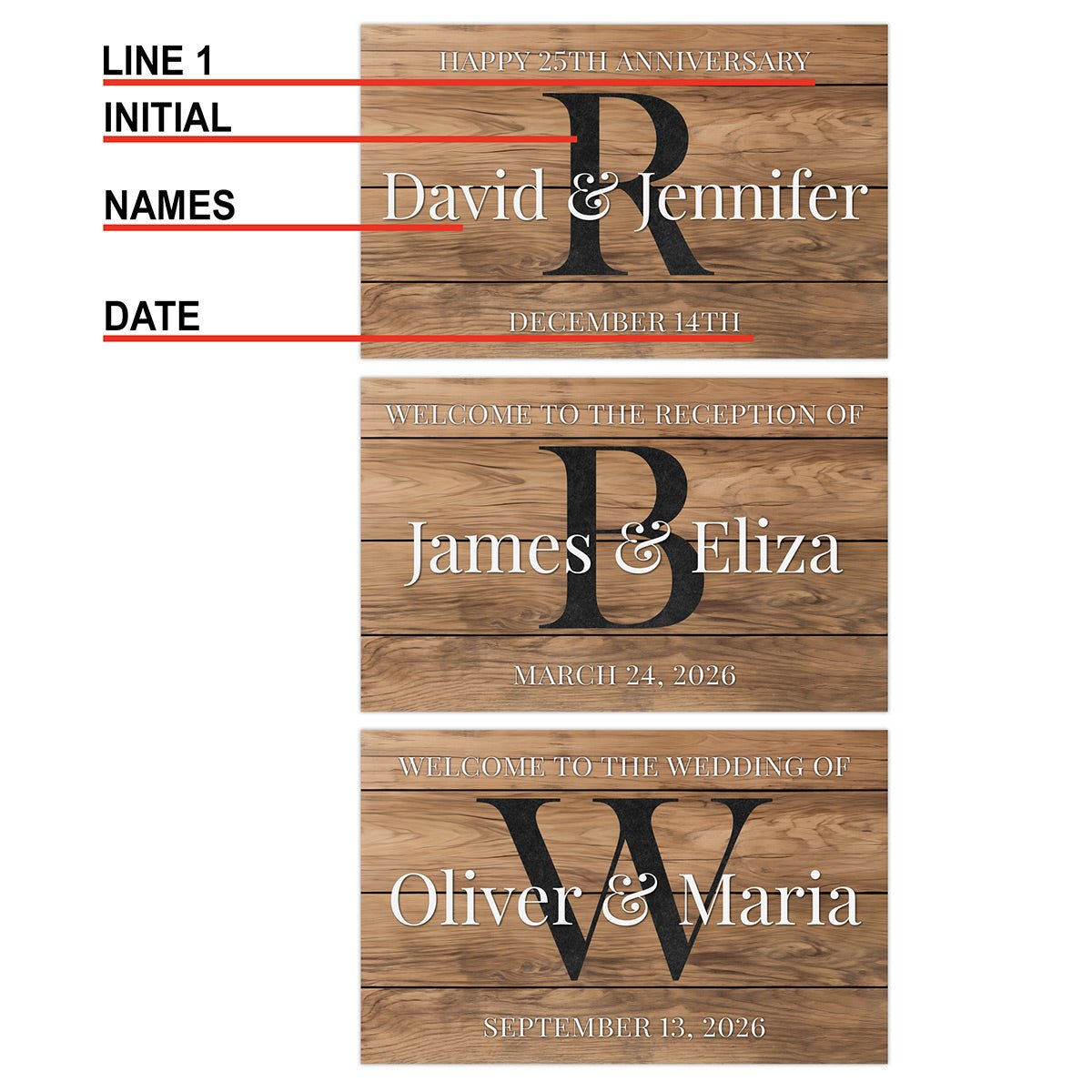 Knot & Grain Personalized Wedding Sign, Wood Finish