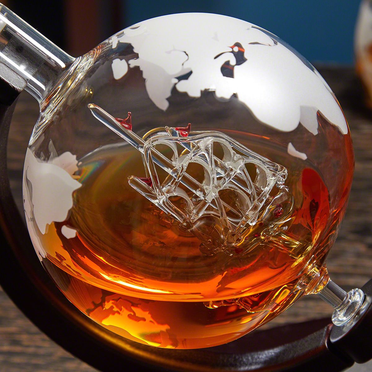 Larsen Whiskey Decanter Globe and Glassware Set