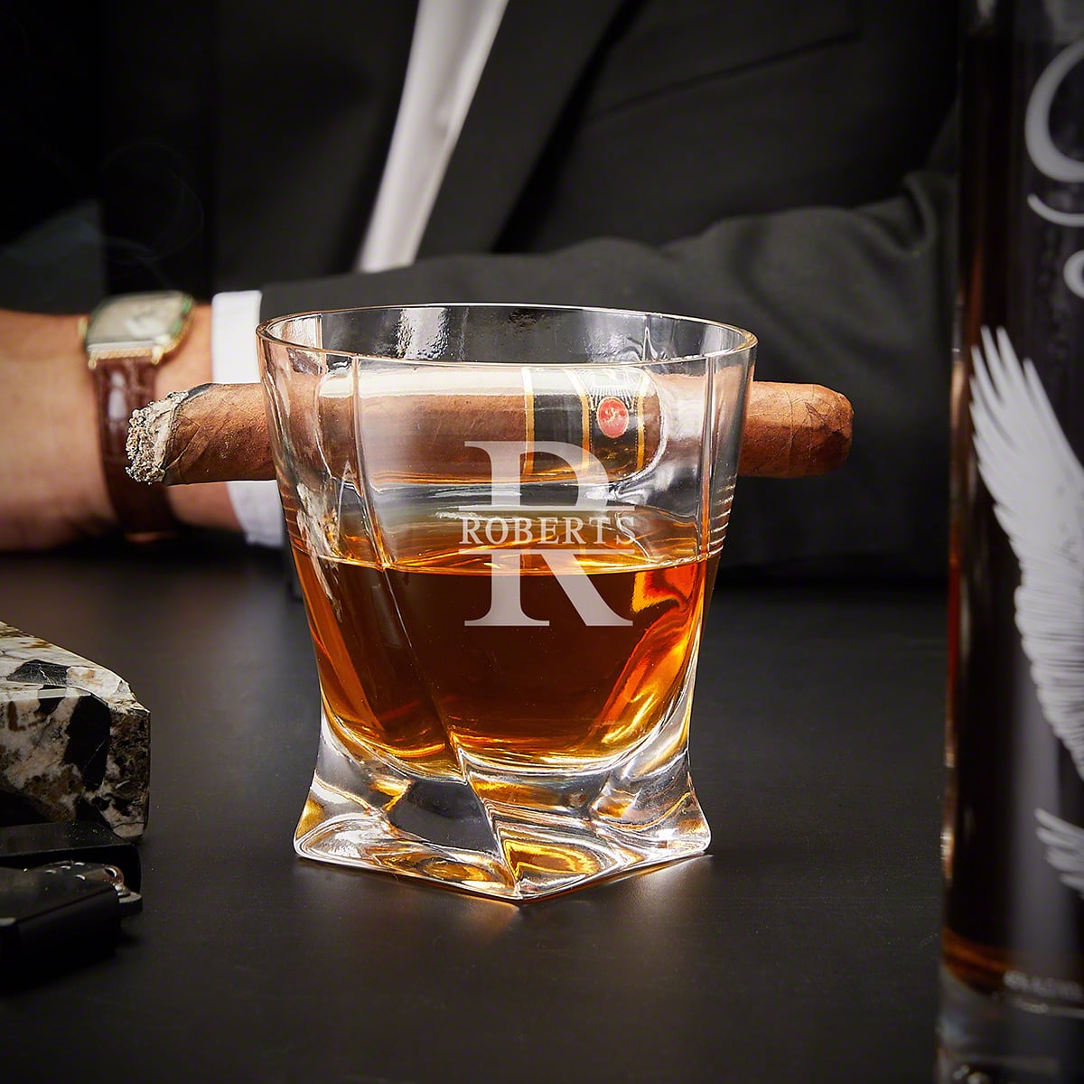 Personalized Twist Whiskey Cigar Glasses, Set of 4