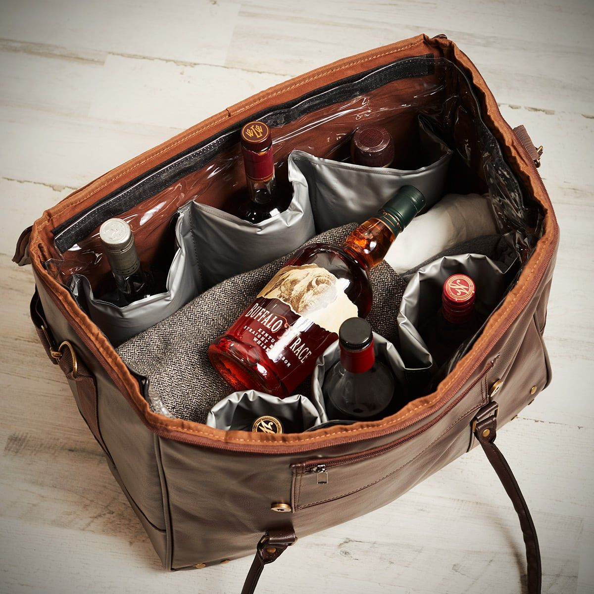 Graham Weekender Bag - 6 Whiskey Bottle Carrier - Whiskey Gift for Men