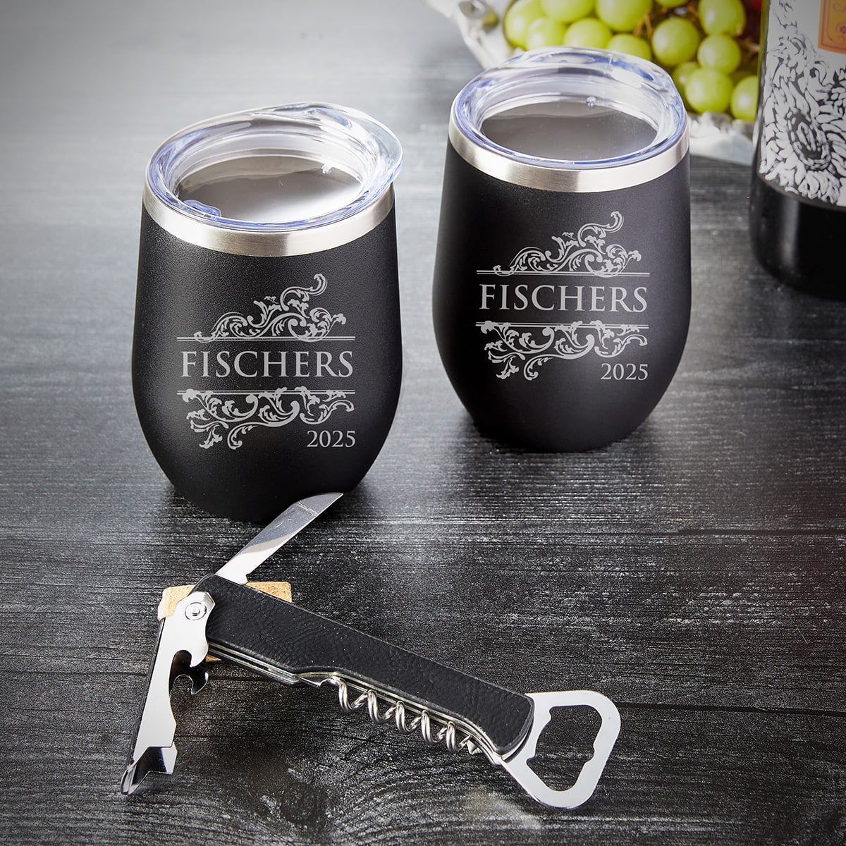 Livingston Personalized Insulated Wine Tumbler Gift Set