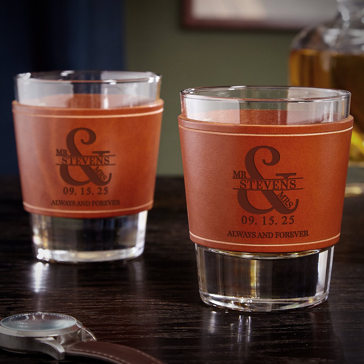 Personalized Whiskey Glasses, Set of 2