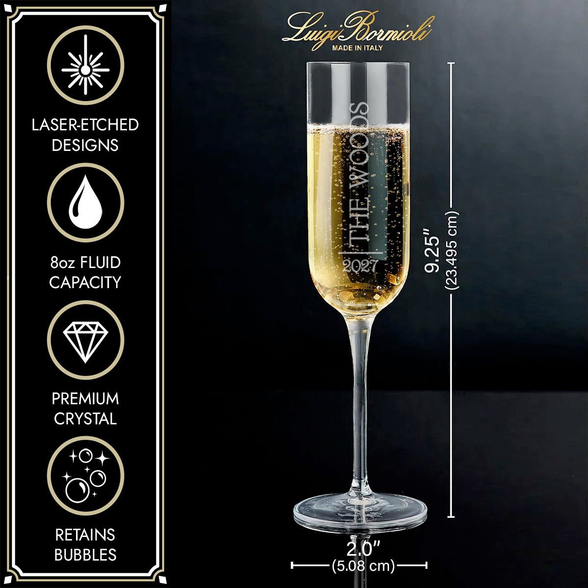 Luigi Bormioli Personalized Tall Champagne Glasses - Jubilation