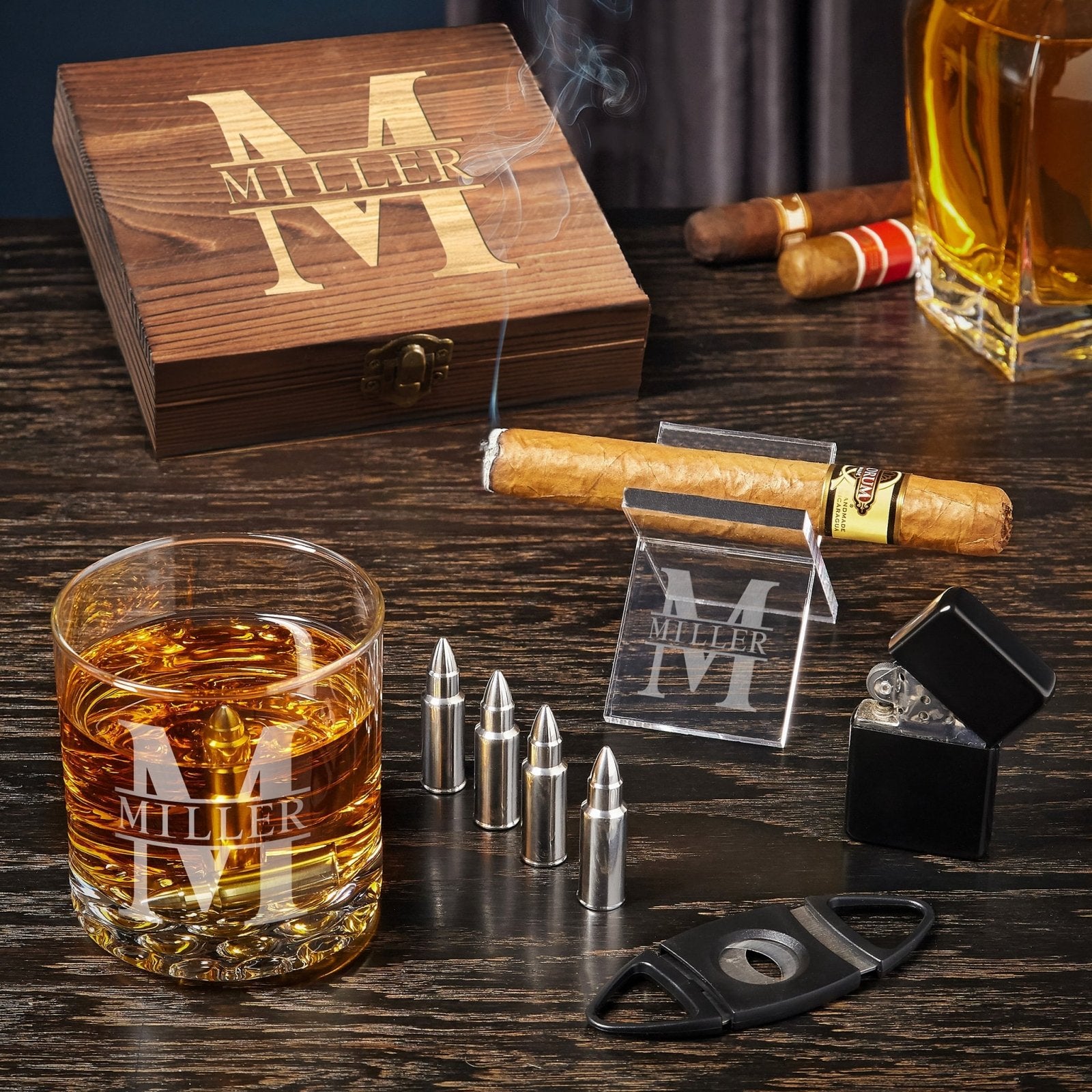 Make My Day Custom Whiskey and Cigar Gift Set