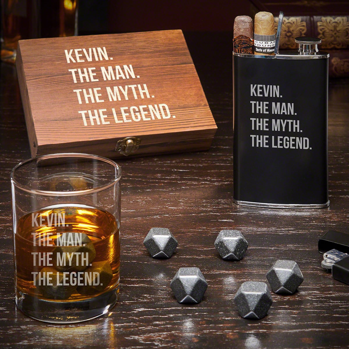 Distinguished Gentleman Personalized Whiskey Gift Set for Men