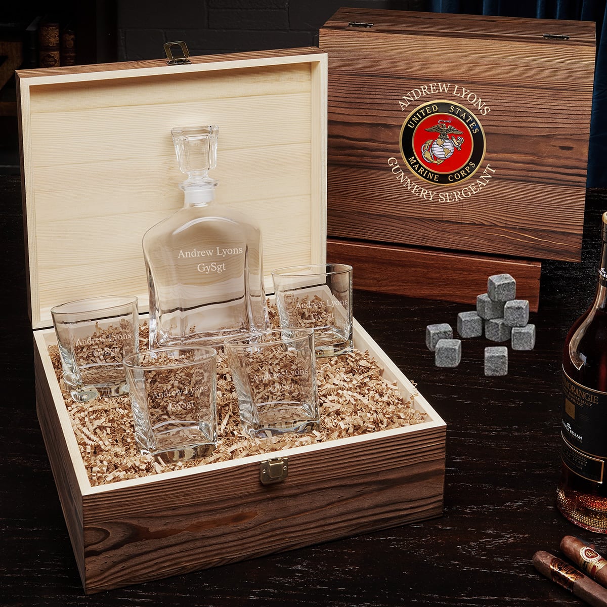 Marine Retirement Gift Personalized Argos Whiskey Decanter Set